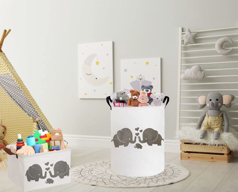 ESSME Baby Laundry Basket,Elephant Hamper，Baby Hamper For Nursery for Kids, Elephant Nursery Decor,Gift Baskets,Home Organizer (Love Elephant) - Image 2