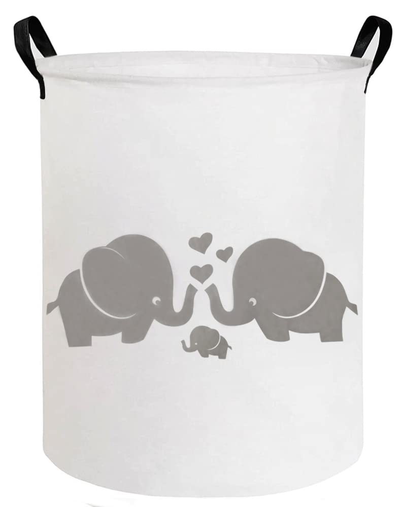 ESSME Baby Laundry Basket,Elephant Hamper，Baby Hamper For Nursery for Kids, Elephant Nursery Decor,Gift Baskets,Home Organizer (Love Elephant) - Image 1