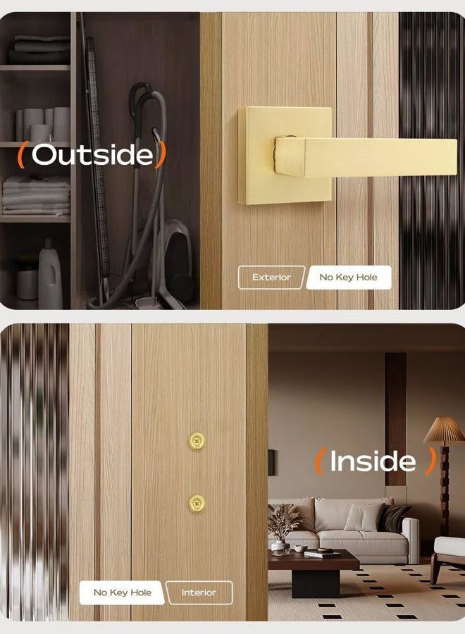 Leydebong 5 Pack Gold Dummy Door Handles, Brushed Brass Finish Inactive Levers - Heavy Duty, Non-Turning Reversible Levers for Closet, French Doors, Left Right Handed Doors - Image 3