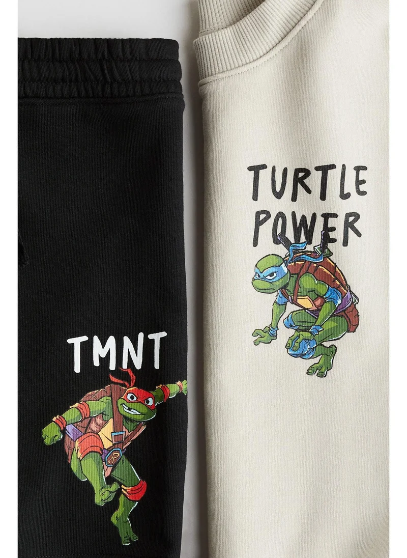 H&M 2-piece printed sweatshirt set