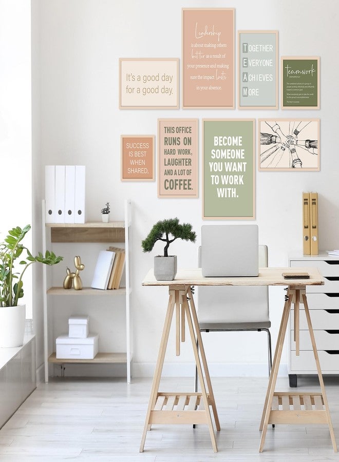 Faccito 8 Set Office Wall Decor Teamwork Motivational Decoration for Office Inspirational Teamwork Wooden Framed Art Decor Large Inspiring Positive Quotes Decoration for Home Work Classroom Cubicl - Image 3