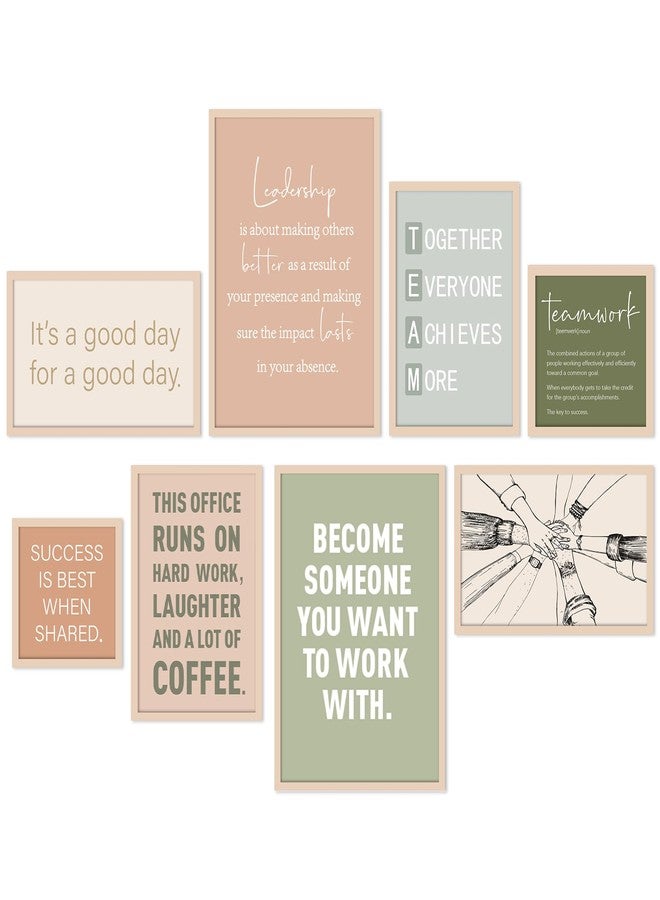 Faccito 8 Set Office Wall Decor Teamwork Motivational Decoration for Office Inspirational Teamwork Wooden Framed Art Decor Large Inspiring Positive Quotes Decoration for Home Work Classroom Cubicl - Image 1