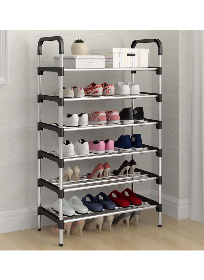 Swift 6 Tier Shoe Rack Stand Heavy Duty Sturdy Storage Self Organizer Up to 21 Pairs, Silver  - Image 1
