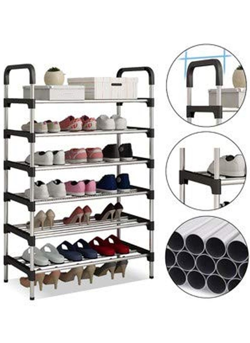 Swift 6 Tier Shoe Rack Stand Heavy Duty Sturdy Storage Self Organizer Up to 21 Pairs, Silver  - Image 3
