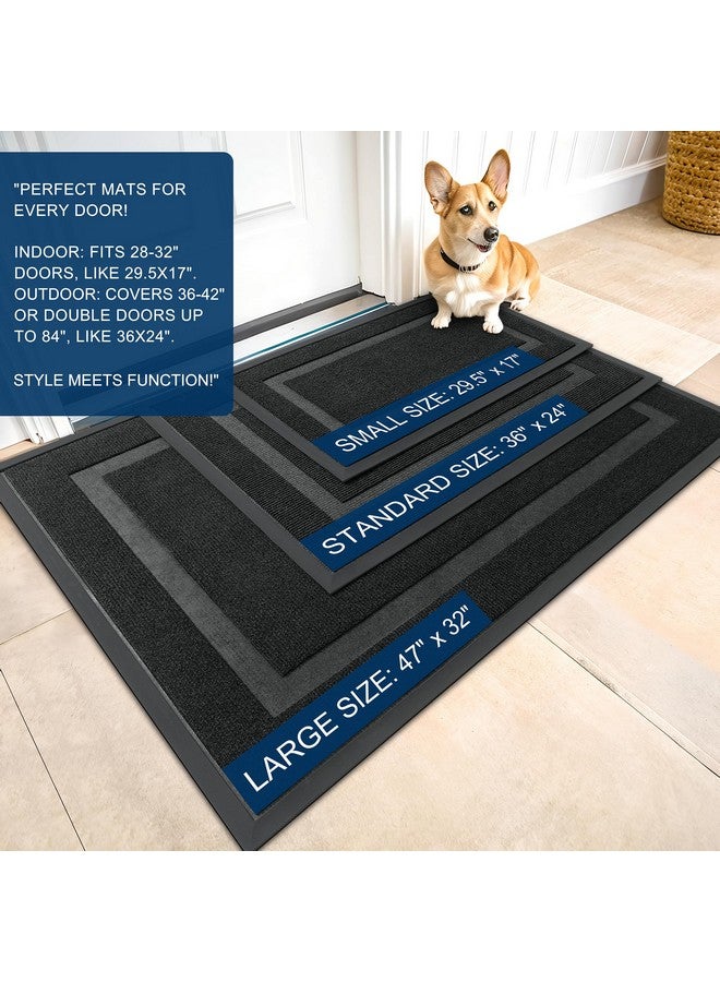 أولانلي سجادة باب أولانلي الأمامية للمدخل الداخلي والخارجي، مقاومة للماء في جميع المواسم، مناسبة لجميع الأحوال الجوية، مصنوعة من مطاط طبيعي متين، مقاومة للبهتان، منخفضة الارتفاع، سهلة التنظيف، سجادة مدخل الفناء والشرفة، 47×32، لون أسود - Image 2