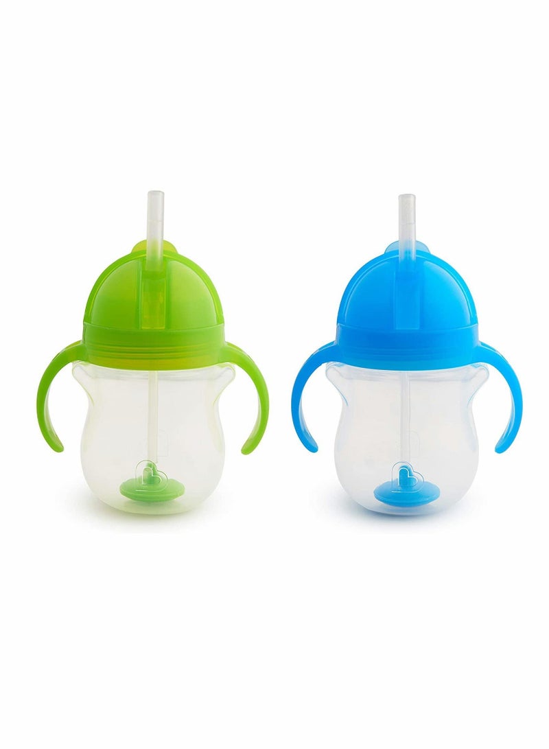 Excefore Click Lock Weighted Straw Cup, 7 Ounce, Blue/Green, Pack of 2 - Image 1