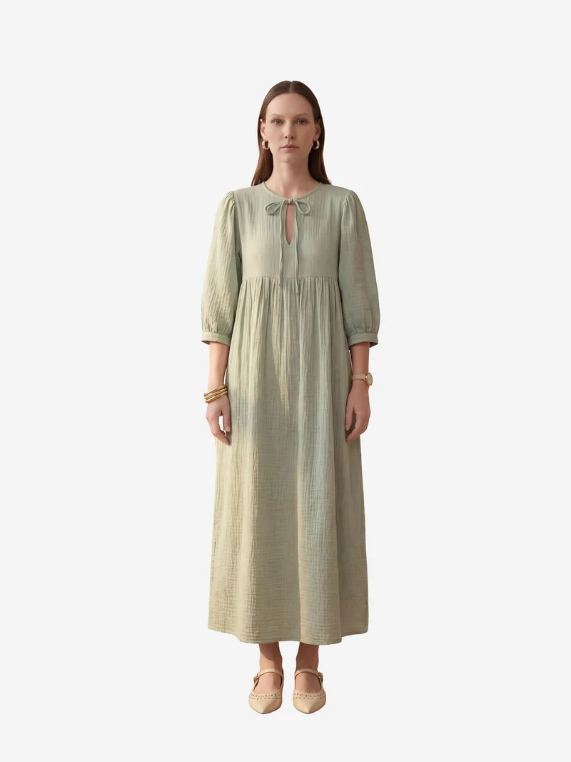 ماي فاشن MY FASHION Tie Detail Loose Fit Maxi Dress