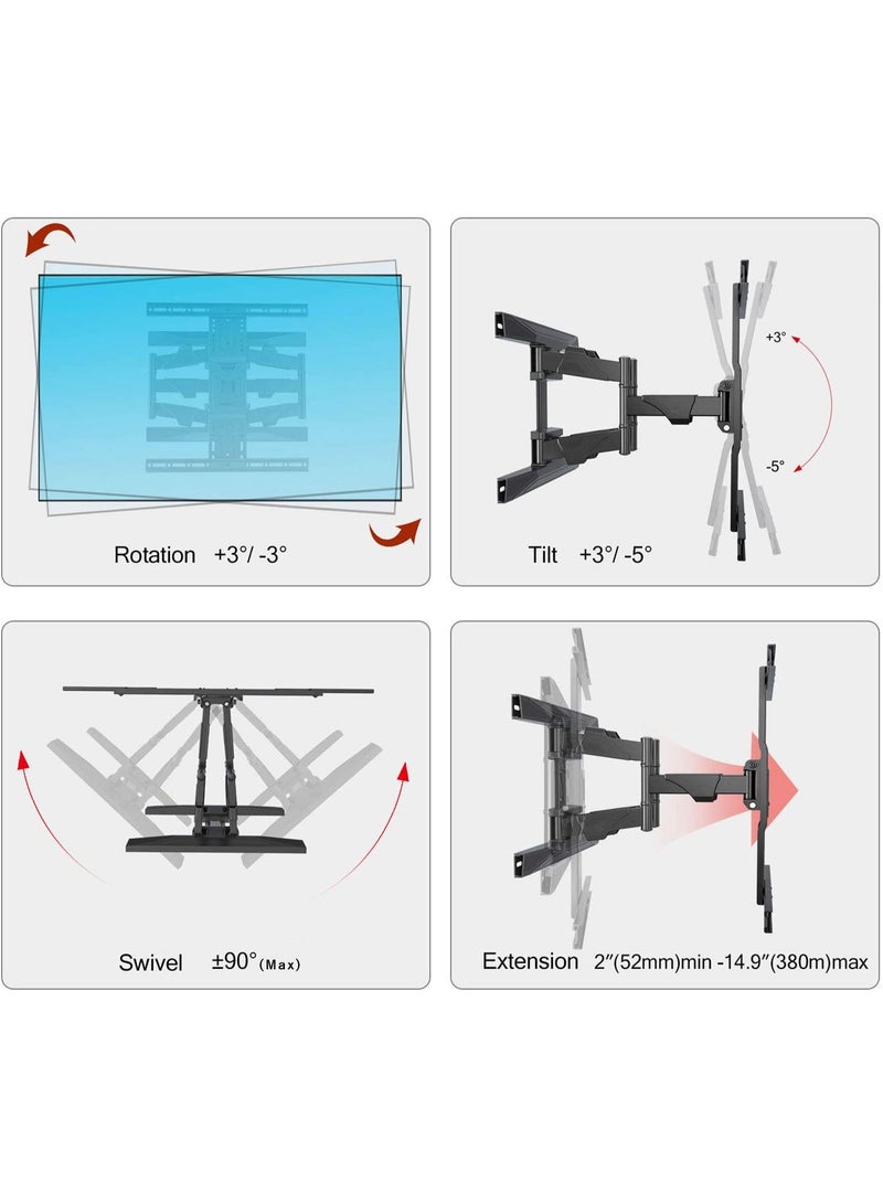 NB NORTH BAYOU Full Motion TV Wall Mount for 40–80 Inch TVs , Swivel up to 180° – Heavy Duty Wall Bracket Support up to 45kgs, Max VESA 600x400mm - Image 4