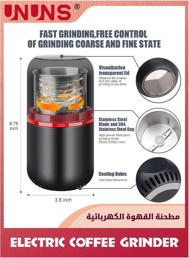 UNUNS Coffee Grinder,Electric Grinder With Stainless Steel Blades,Coffee And Spice Powerful Motor 3.5oz Large Capacity For Beans,Herbs,Spices,Peanuts,Grains and More,Black  - Image 3