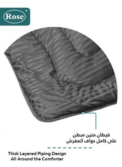 Rose ROSE Luxurious Striped Hotel Comforter, Premium Microfiber, Set of 6 pieces, Soft Lightweight, King size 260x240 cm, Grey  - Image 3