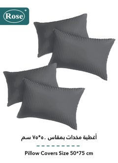 Rose ROSE Luxurious Striped Hotel Comforter, Premium Microfiber, Set of 6 pieces, Soft Lightweight, King size 260x240 cm, Grey  - Image 5
