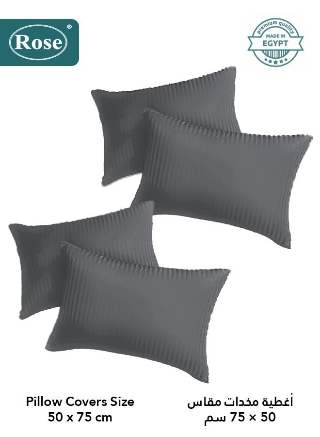 Rose Hotel Striped Comforter Set, Premium Microfiber, 6 Pieces, Fits 200x200 cm Double Size Bed, Breathable Soft Cooling, King Size Comforter, Grey - Image 5