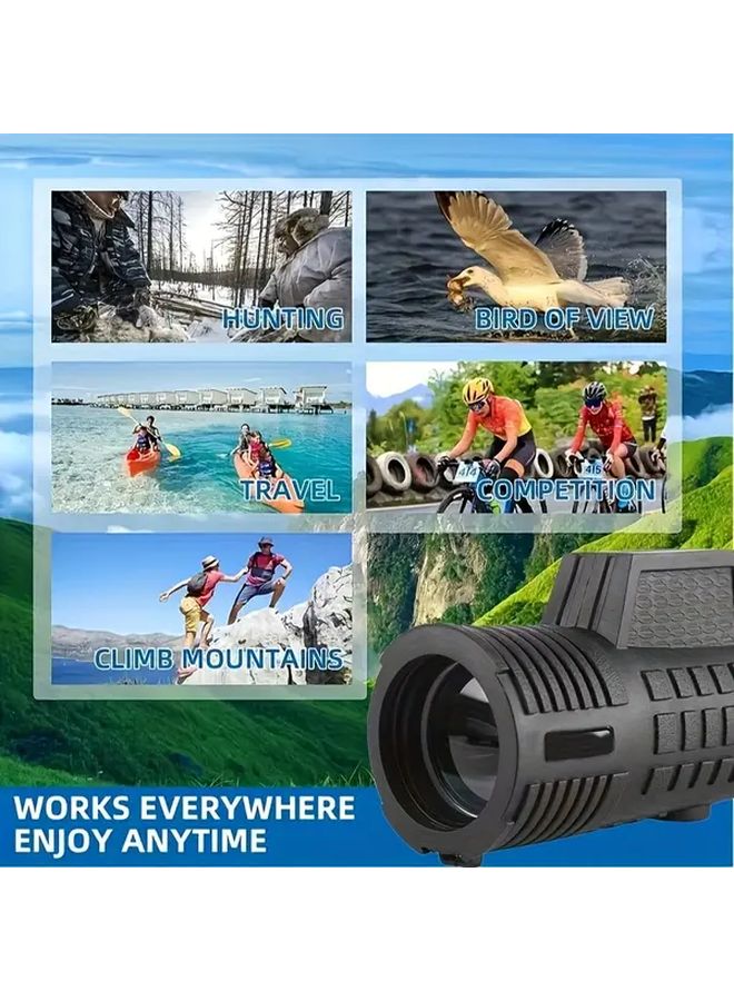 Black 10x50 High Magnification Monocular Telescope for Bird Watching Hiking - Image 5