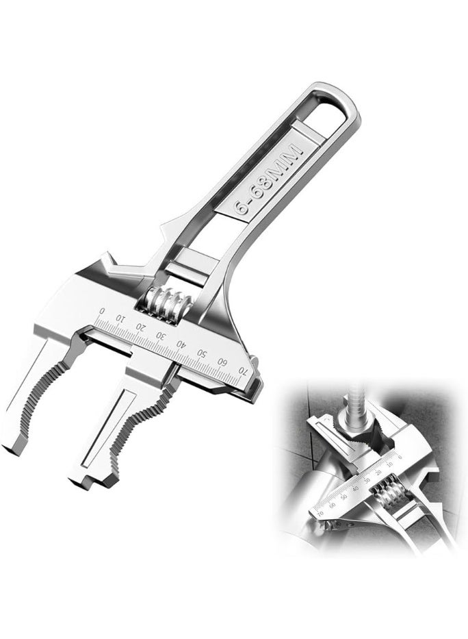 Arabest Large Opening Pipe Adjustable Spanner, Wide Jaw Opening Plumbing Stubby Wrench, Universal Repair Set Bathroom Hand Tools Home Repair Tool Wrench, Ergonomic Grip Easily Used in Tight Spaces - Image 1