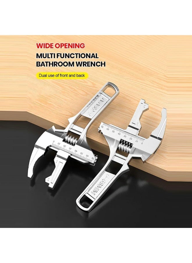 Arabest Large Opening Pipe Adjustable Spanner, Wide Jaw Opening Plumbing Stubby Wrench, Universal Repair Set Bathroom Hand Tools Home Repair Tool Wrench, Ergonomic Grip Easily Used in Tight Spaces - Image 3