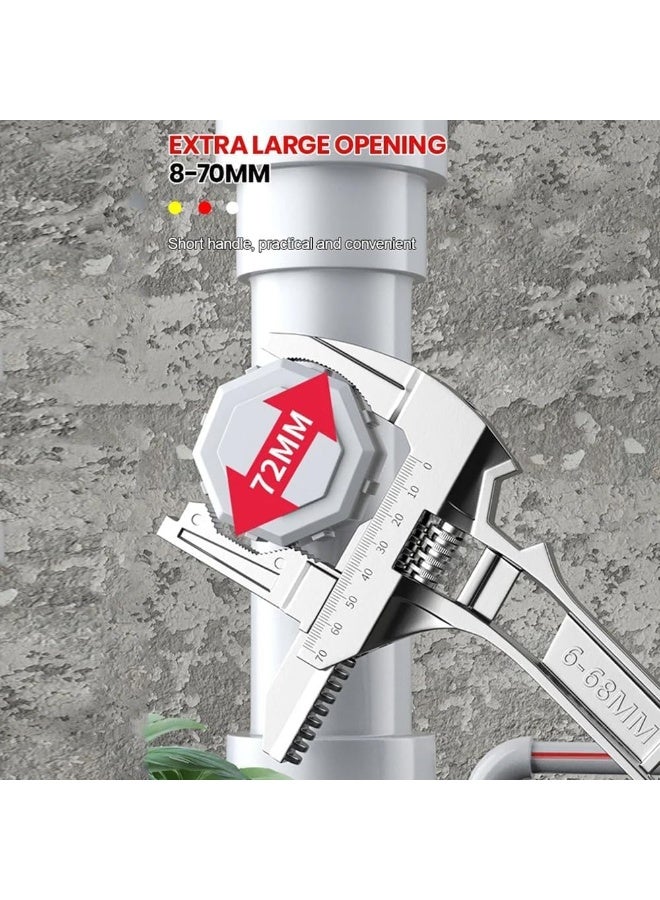 Arabest Large Opening Pipe Adjustable Spanner, Wide Jaw Opening Plumbing Stubby Wrench, Universal Repair Set Bathroom Hand Tools Home Repair Tool Wrench, Ergonomic Grip Easily Used in Tight Spaces - Image 5