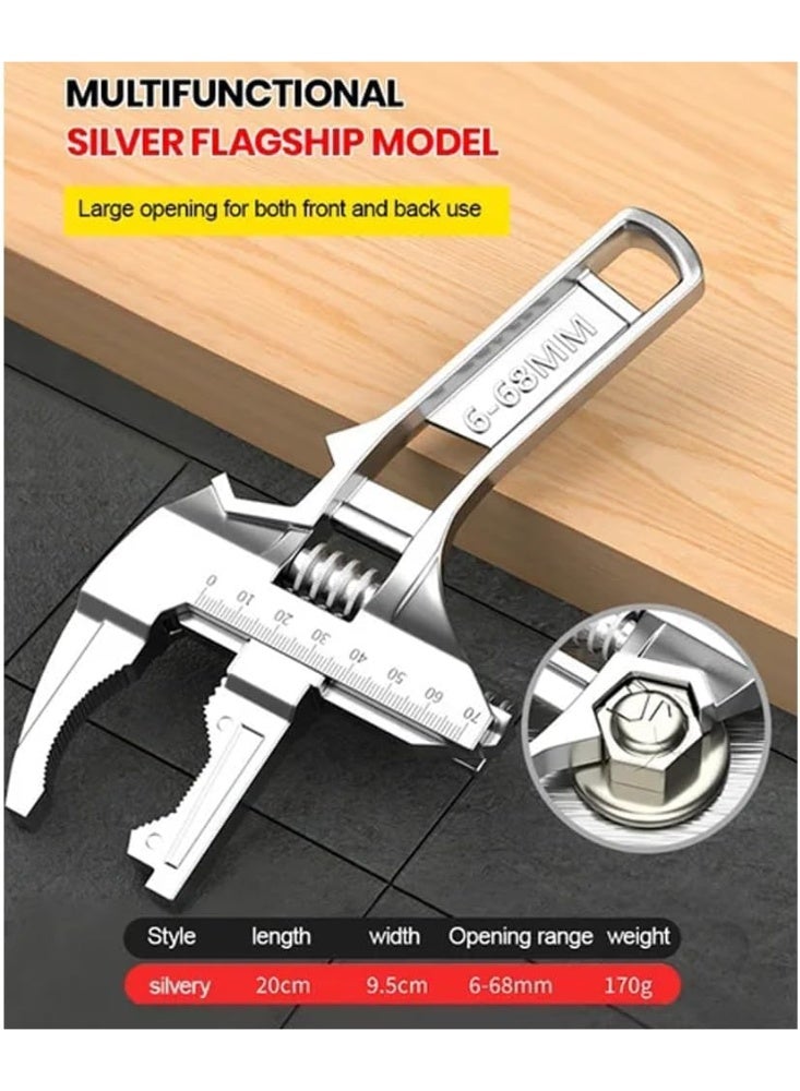 Arabest Large Opening Pipe Adjustable Spanner, Wide Jaw Opening Plumbing Stubby Wrench, Universal Repair Set Bathroom Hand Tools Home Repair Tool Wrench, Ergonomic Grip Easily Used in Tight Spaces - Image 4