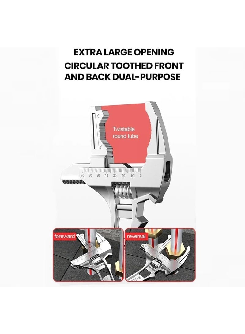 Arabest Large Opening Pipe Adjustable Spanner, Wide Jaw Opening Plumbing Stubby Wrench, Universal Repair Set Bathroom Hand Tools Home Repair Tool Wrench, Ergonomic Grip Easily Used in Tight Spaces - Image 2