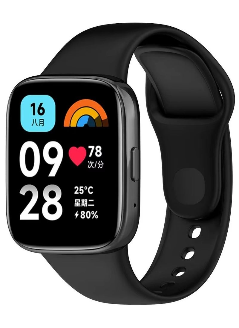 Generic Silicone Strap Compatible with Redmi Watch3 Lite/Redmi Watch 3 Active (Not Redmi Watch 3), Replacement Watch Strap, Quick Change Wristband (Black) 