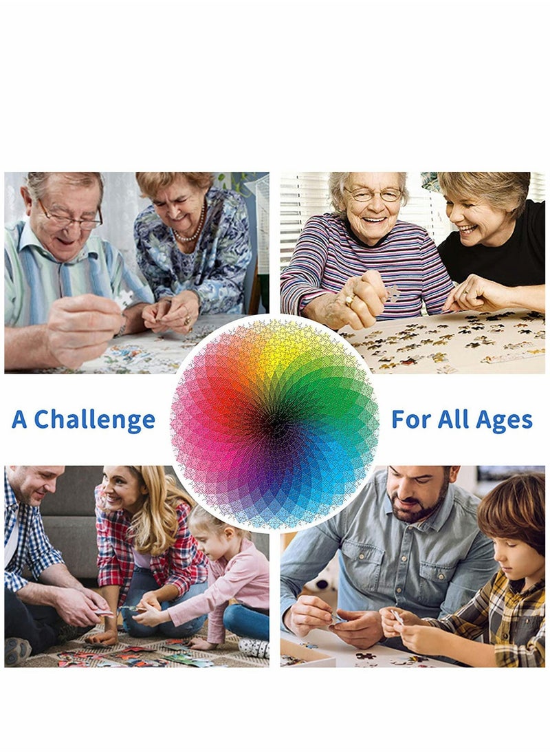 SYOSI - 1000 Piece Puzzles Gradient Color Rainbow with Cool Rainbow Effect Large Round Thicker Paper Palette Intellectual Game for Adults - Image 1