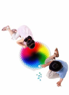 SYOSI 1000 Piece Puzzles Gradient Color Rainbow with Cool Rainbow Effect Large Round Thicker Paper Palette Intellectual Game for Adults  - Image 5
