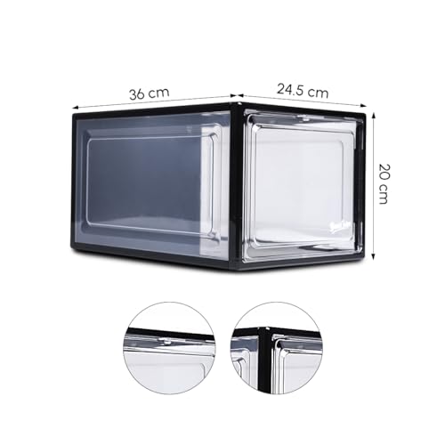 Bear Care Sneaker Box Black Pack of 1 | Front-Opening Heavy-Duty | Stackable Shoe Storage Organizer Crate with Magnetic Closure | Clear Sneaker Display and Dust-Proof Container | For Men and Women - Image 5