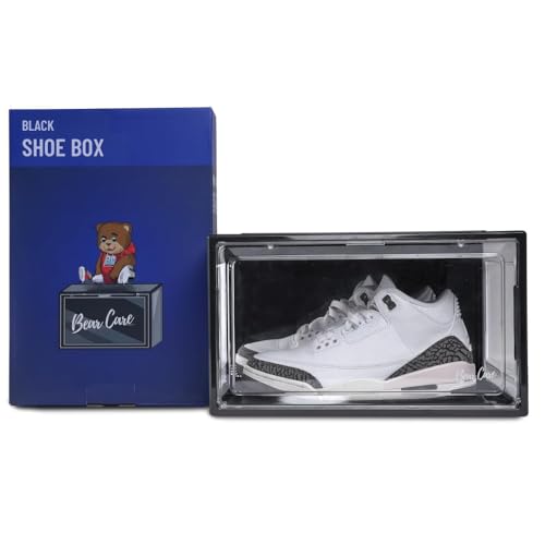 Bear Care Sneaker Box Black Pack of 1 | Front-Opening Heavy-Duty | Stackable Shoe Storage Organizer Crate with Magnetic Closure | Clear Sneaker Display and Dust-Proof Container | For Men and Women - Image 1