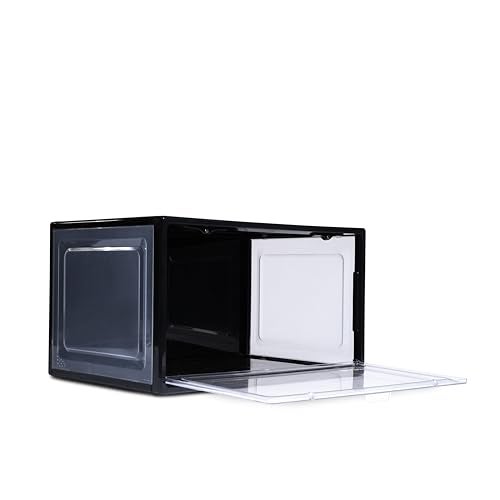 Bear Care Sneaker Box Black Pack of 1 | Front-Opening Heavy-Duty | Stackable Shoe Storage Organizer Crate with Magnetic Closure | Clear Sneaker Display and Dust-Proof Container | For Men and Women - Image 3