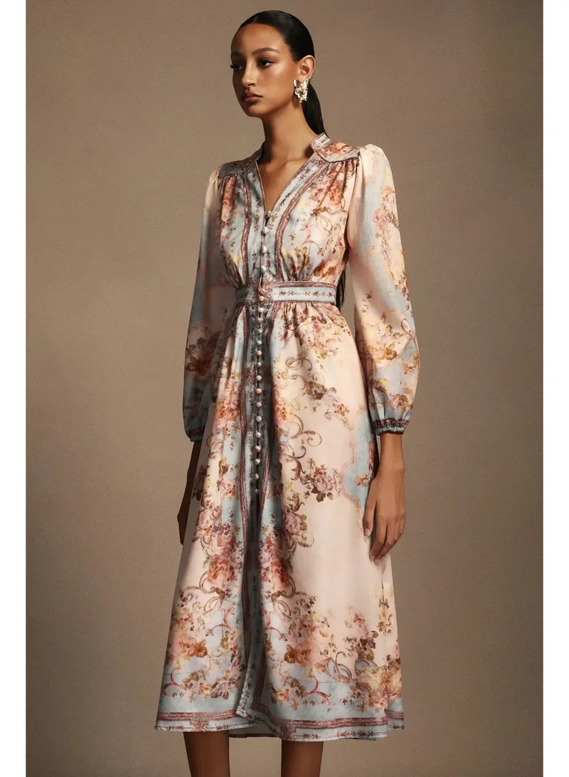 Bella Barnett  Edan Floral Printed Long Sleeves Midi Dress for Women | Best Price UAE