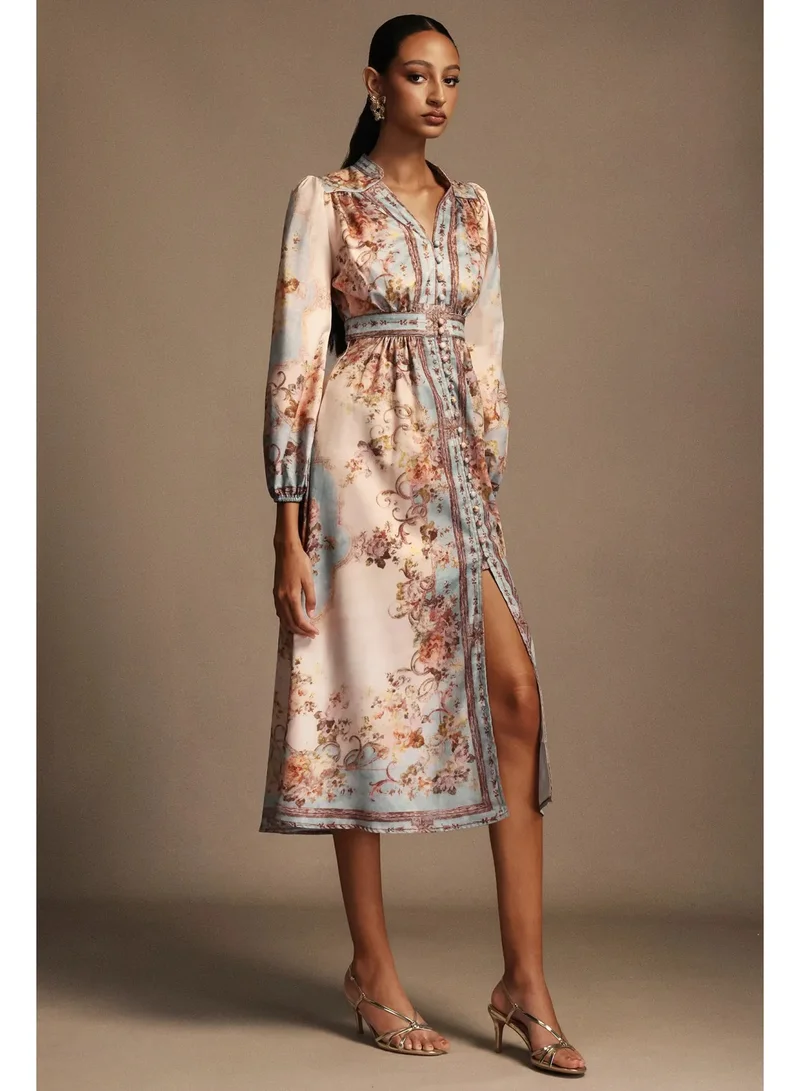 Bella Barnett  Edan Floral Printed Long Sleeves Midi Dress for Women | Best Price UAE