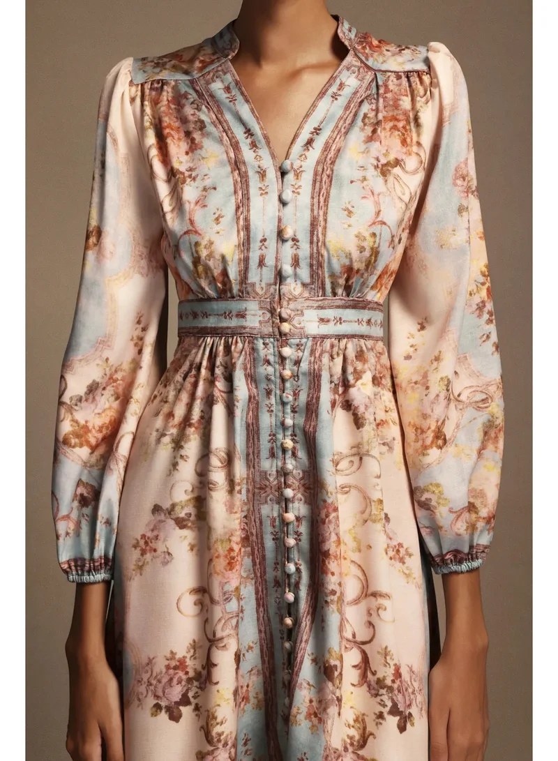 Bella Barnett  Edan Floral Printed Long Sleeves Midi Dress for Women | Best Price UAE