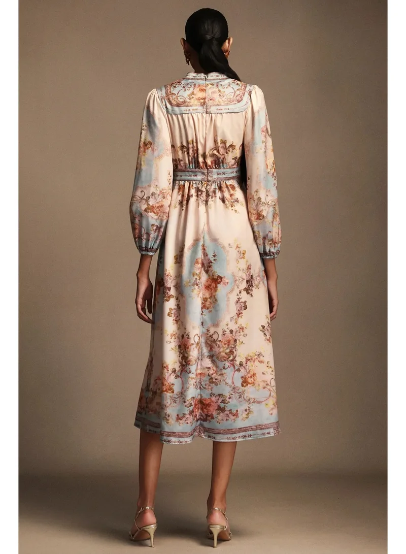 Bella Barnett  Edan Floral Printed Long Sleeves Midi Dress for Women | Best Price UAE