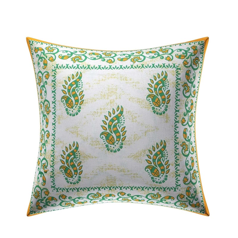 AMLEXTTRIZ Flower Print 100 Pure Cotton Cushion Cover Set of 5 Decorative Covers for Sofa Bedroom Living Room Size 16x16 Yellow - Image 3