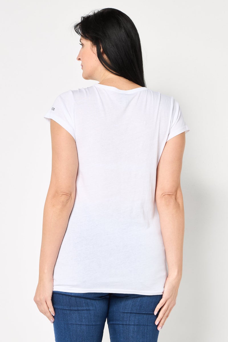 G-Star RAW Women V Neck Short Sleeve Graphic Print T-Shirt, White - Image 4