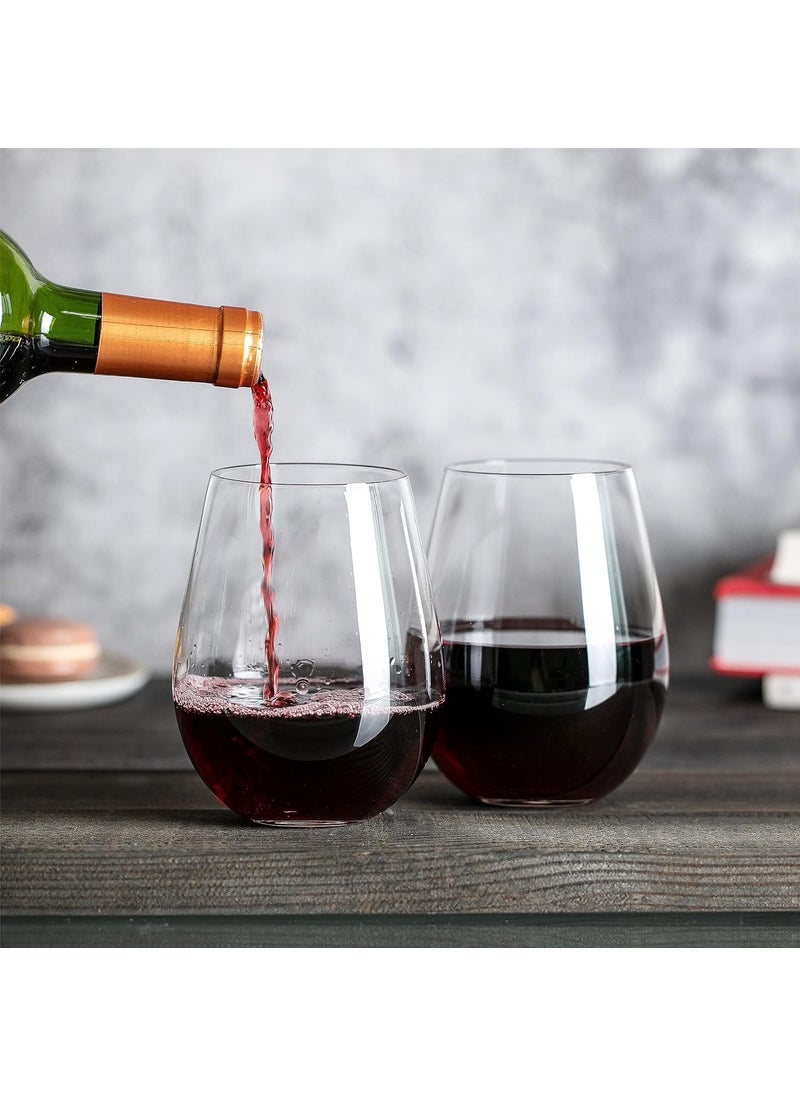 BLISS START BLISS START Classic Stemless Wine Glasses LeadFree Drinking Glasses Ideal for Red and White Wine Cocktail Juice Water Kitchen Glassware 400 ML 6 PCS  - Image 1