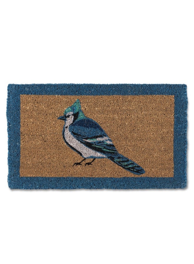 Abbott Collection Blue Jay Doormat - Coir Fiber, Natural/Blue (18x30 L)