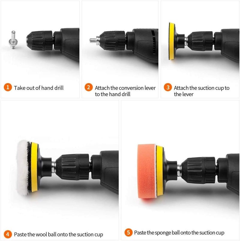 BangShou 25 Pack 3" Polishing Pads Set with M10 Drill Adapter for Auto Car Polishing - Image 5
