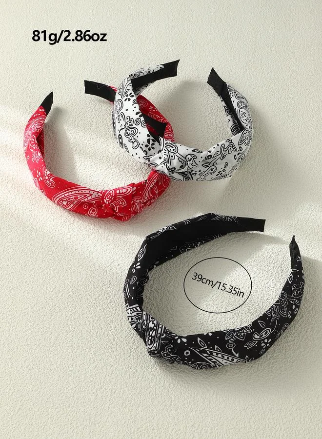 Take Two  Set of 3 - Bandana Print Knot Headband for Women | Best Price UAE