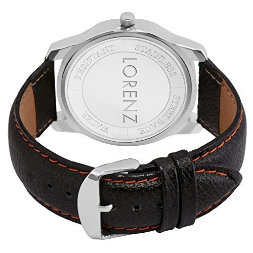 LORENZ Leather Combo Of Men'S Brown Wallet And White Dial Analog Watch - Image 5