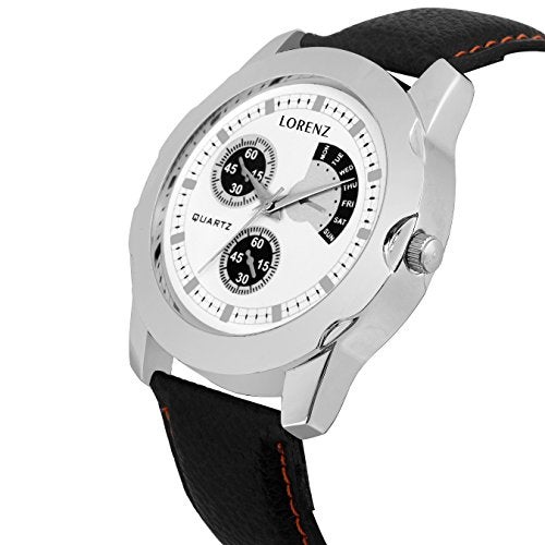 LORENZ Leather Combo Of Men'S Brown Wallet And White Dial Analog Watch - Image 4
