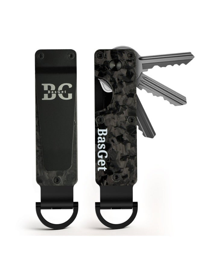 BasGet Real Carbon Fiber Phone Case For iPhone 16 Pro, MagSafe Compatible & Real Carbon Fiber And Aluminum Key Holder Bundle - Image 3
