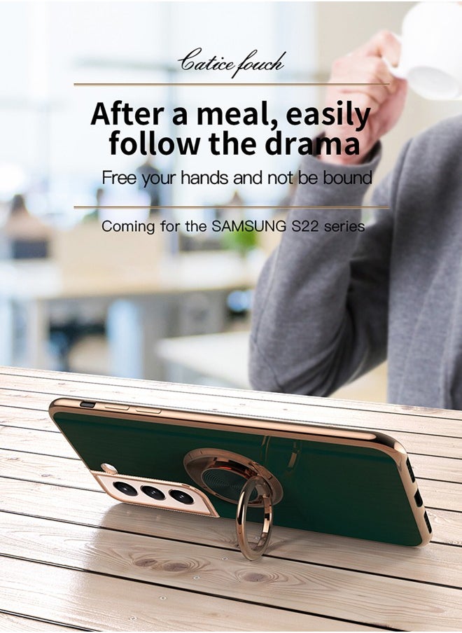For Samsung A14 4G Phone Case with Hidden Ring Holder, Compatible with MagSafe Charger, Camera Lens Protection,Green