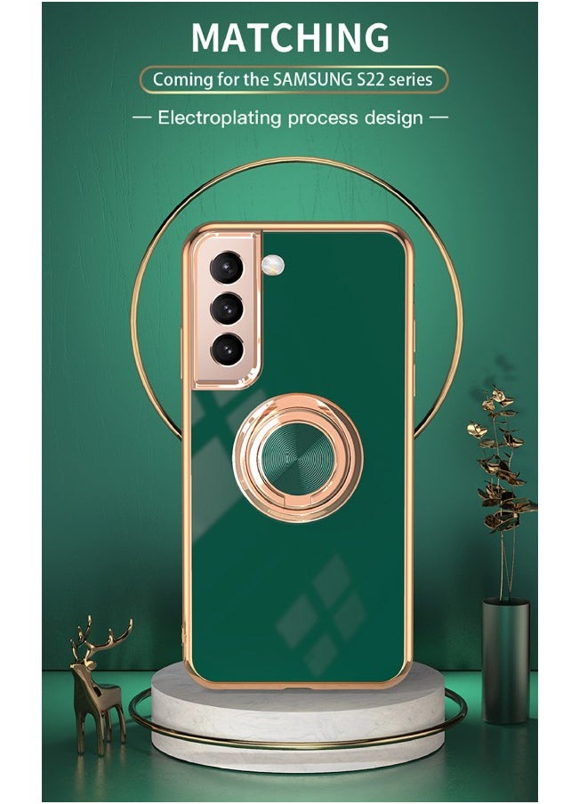 For Samsung A14 4G Phone Case with Hidden Ring Holder, Compatible with MagSafe Charger, Camera Lens Protection,Green