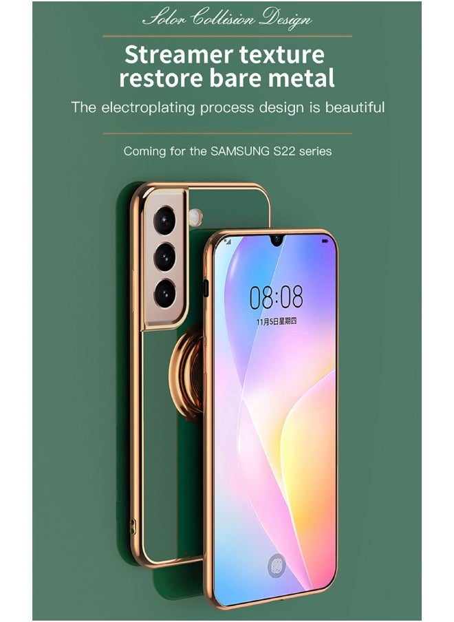 For Samsung A14 4G Phone Case with Hidden Ring Holder, Compatible with MagSafe Charger, Camera Lens Protection,Green
