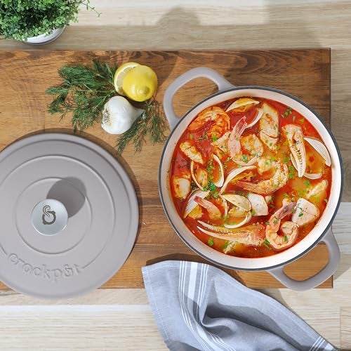 Crock-Pot Artisan 5-Quart Round Cast Iron Dutch Oven with Lid – Matte Dusty Pink, Durable Oven Safe Cookware - Image 3