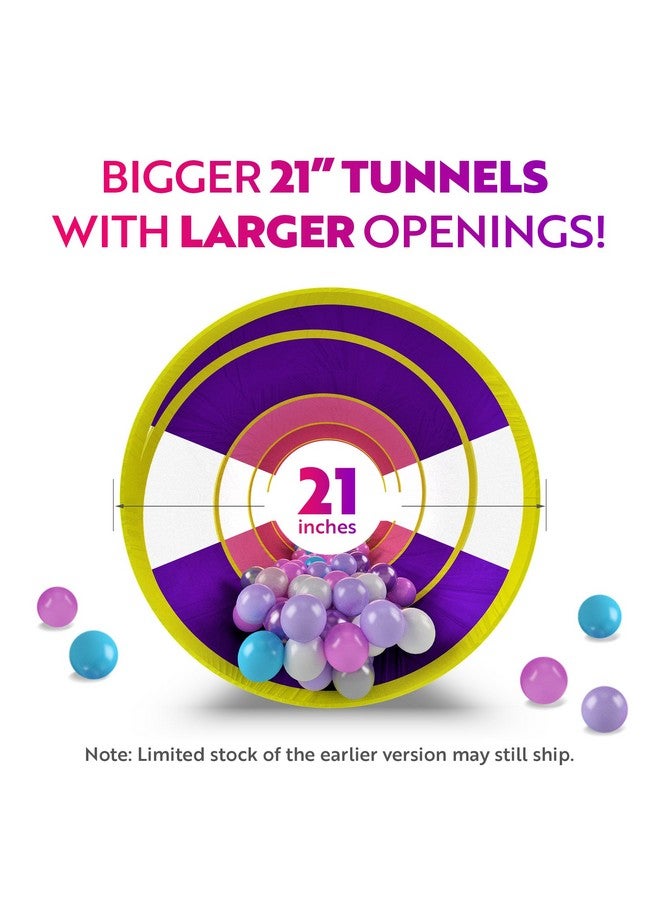 Playz Playz 5pc Kids Princess Play Tent, Ball Pit with Basketball Hoop & Kids Play Tunnel for Toddlers, Babies, Kids, Girls & Boys Indoor & Outdoor Pop Up Playhouse Bundle with Bag, Yellow, Pink & Purple - Image 4