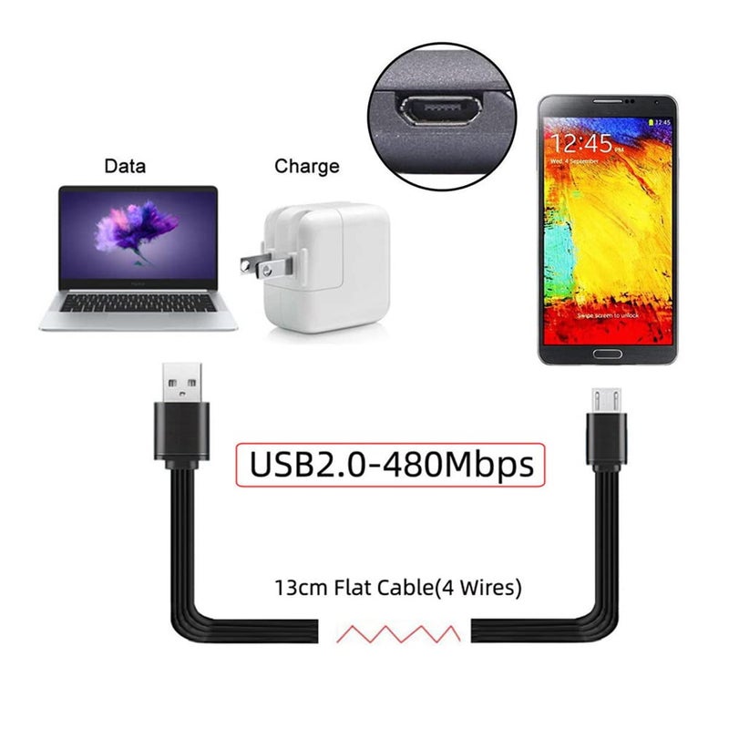 NFHK 13cm USB 2.0 Type-A Male to Micro USB Male Male Data Flat Slim FPC Cable for FPV & Disk & Phone - Image 2