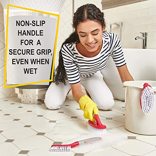 Trazon Scrub Brush Set of 3pcs - Cleaning Shower Scrubber with Ergonomic Handle and Durable Bristles - Grout Cleaner Brush - Scrub Brushes for Cleaning Bathroom, Shower, Tile, Kitchen, Floor, Bathtub, Floor - Image 4