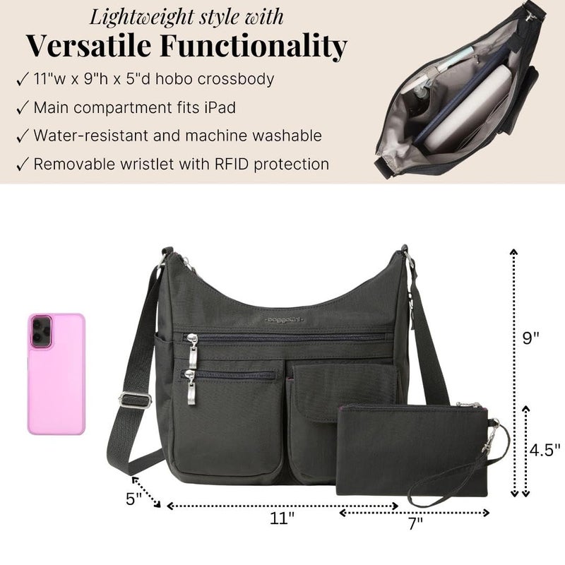 Baggallini Everywhere Bagg - Hobo Crossbody Bag for Women with RFID Wristlet â€“ Water-resistant Travel Bag - Image 4