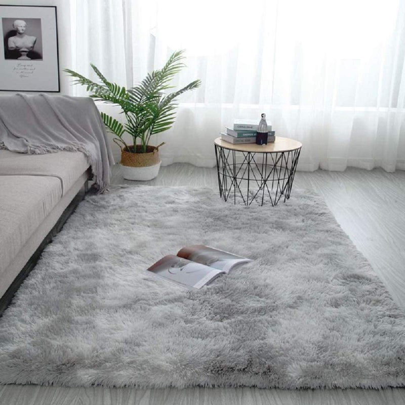 Pauwer Plush Shaggy Area Rugs Silky Smooth Fur Rugs Modern Indoor Plush Fluffy Rugs AntiSkid Playing Mat for Bedroom Living Room Floor Carpet MatLight Grey 80 x 160 cm